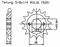 Kettenrad Z.14 f&uuml;r Suzuki 450 LT-R K6,K7,K8,K9...